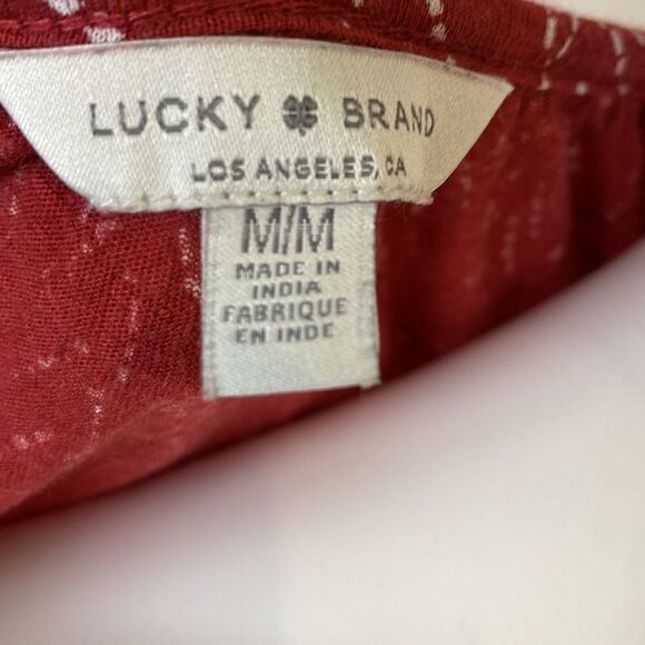 Lucky Brand Boho Easy Fit Rust Print Top Medium - Picture 6 of 6